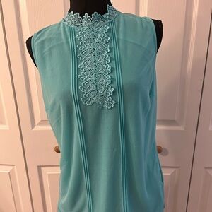Worthington Green Embellished Sleeveless Blouse, Women, Small, Fairy, Romantic
